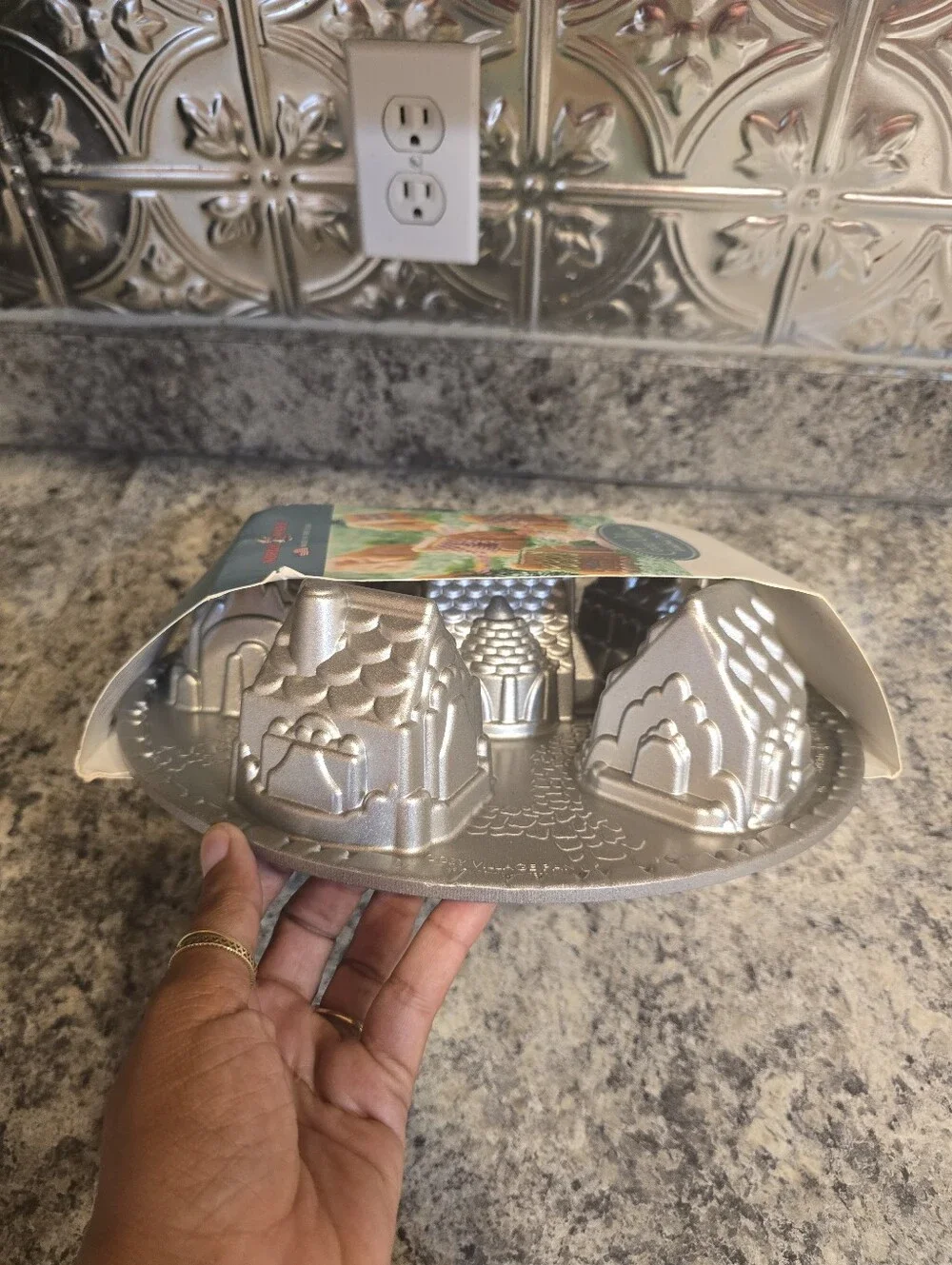 NEW Nordic Ware Cozy Village House Cake Pan Cast Aluminum Non-Stick Silver